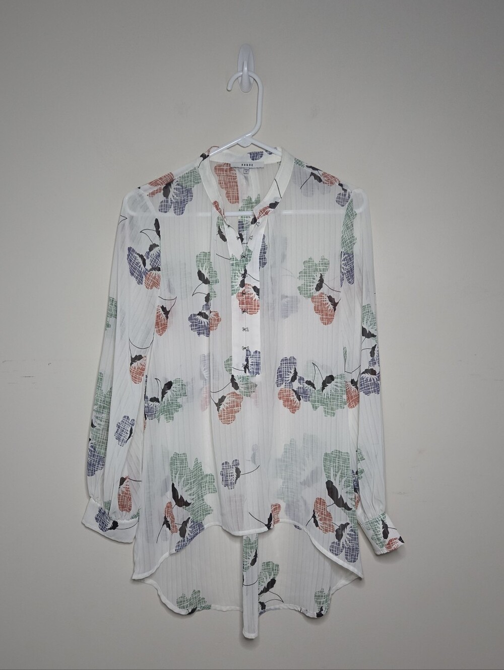 Women's RO & DE Anthropologie Semi Sheer Long Sleeve Top Sz Medium